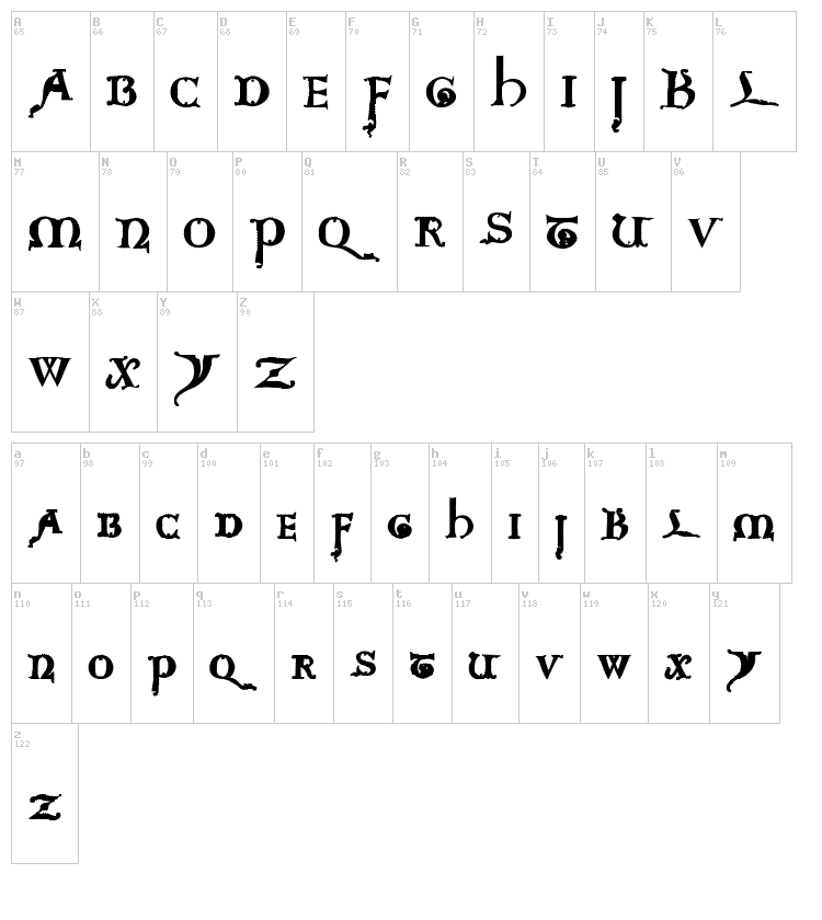 Questra Extra ST font map